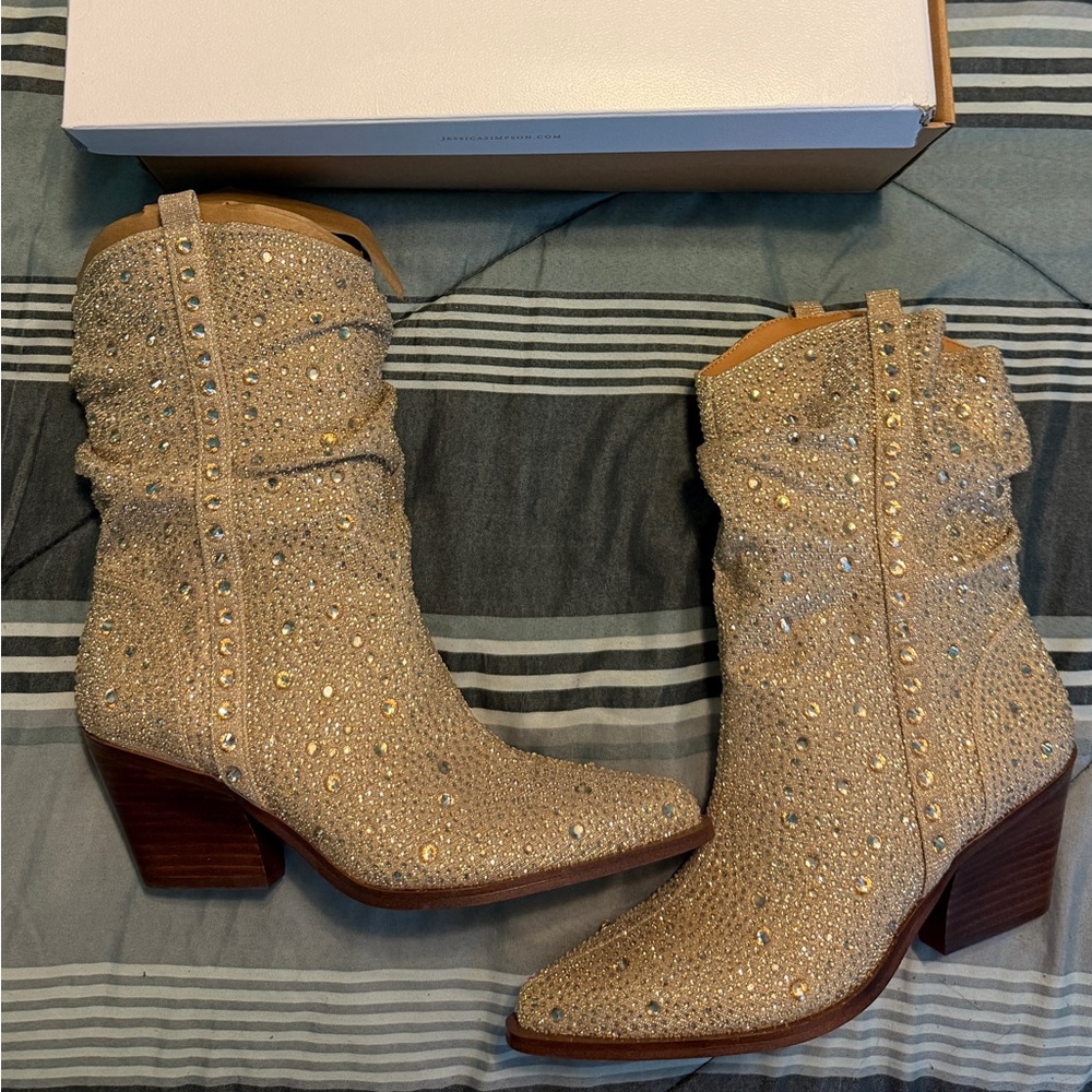 Jessica Simpson Gold Studded Boots